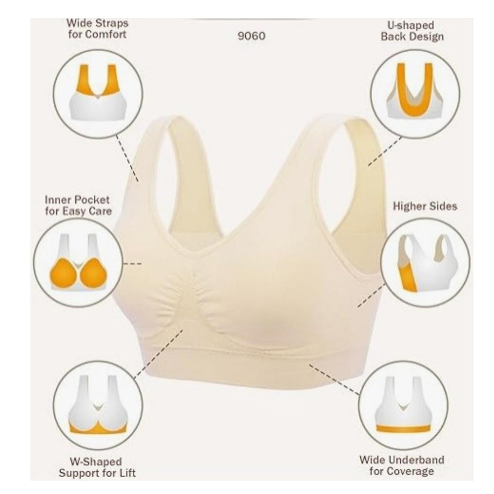 3-Pack Sports Bras | Padded Strappy Racerback Sports Yoga