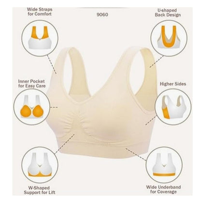 3-Pack Sports Bras | Padded Strappy Racerback Sports Yoga