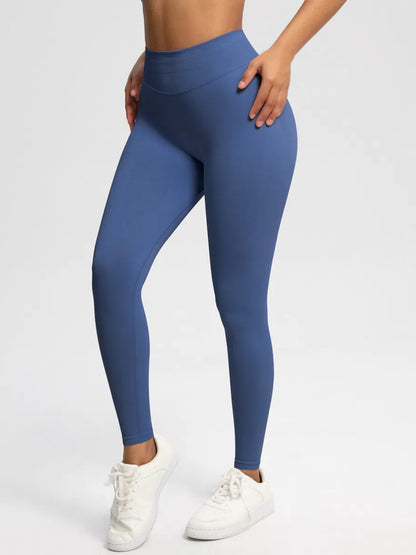 Sexy High Elastic Women's Solid Tights High Waist Workout Yoga Leggings, Scrunch Butt Lifting Elastic Pants, Tummy Control Butt Lifting Workout Yoga Athletic Pants