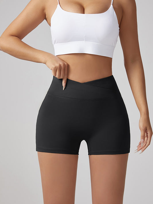 V-waist Stretch Yoga Workwear, Pocket Button Tight Pants | Running And Fitness Shorts
