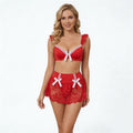 Erotic Maid Sexy Lingerie Set Fantasy Sexy Bow Bra Set G-String Erotic Underwear