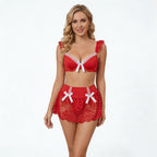 Erotic Maid Sexy Lingerie Set Fantasy Sexy Bow Bra Set G-String Erotic Underwear