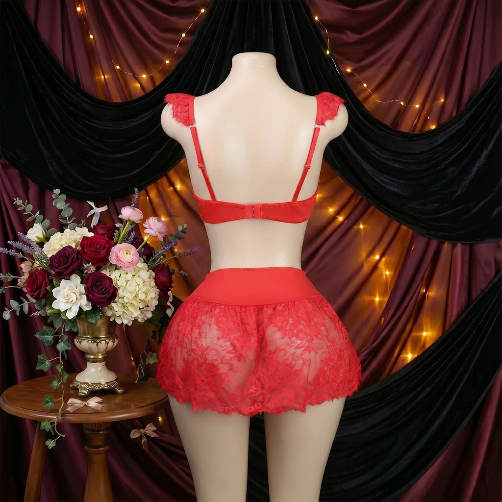 Erotic Maid Sexy Lingerie Set Fantasy Sexy Bow Bra Set G-String Erotic Underwear