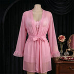3 Pieces Women Sleepwear With Robe Sexy Lace Lingerie