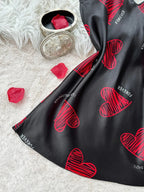 Red Lip Print Satin Slip Nightdress Lingerie