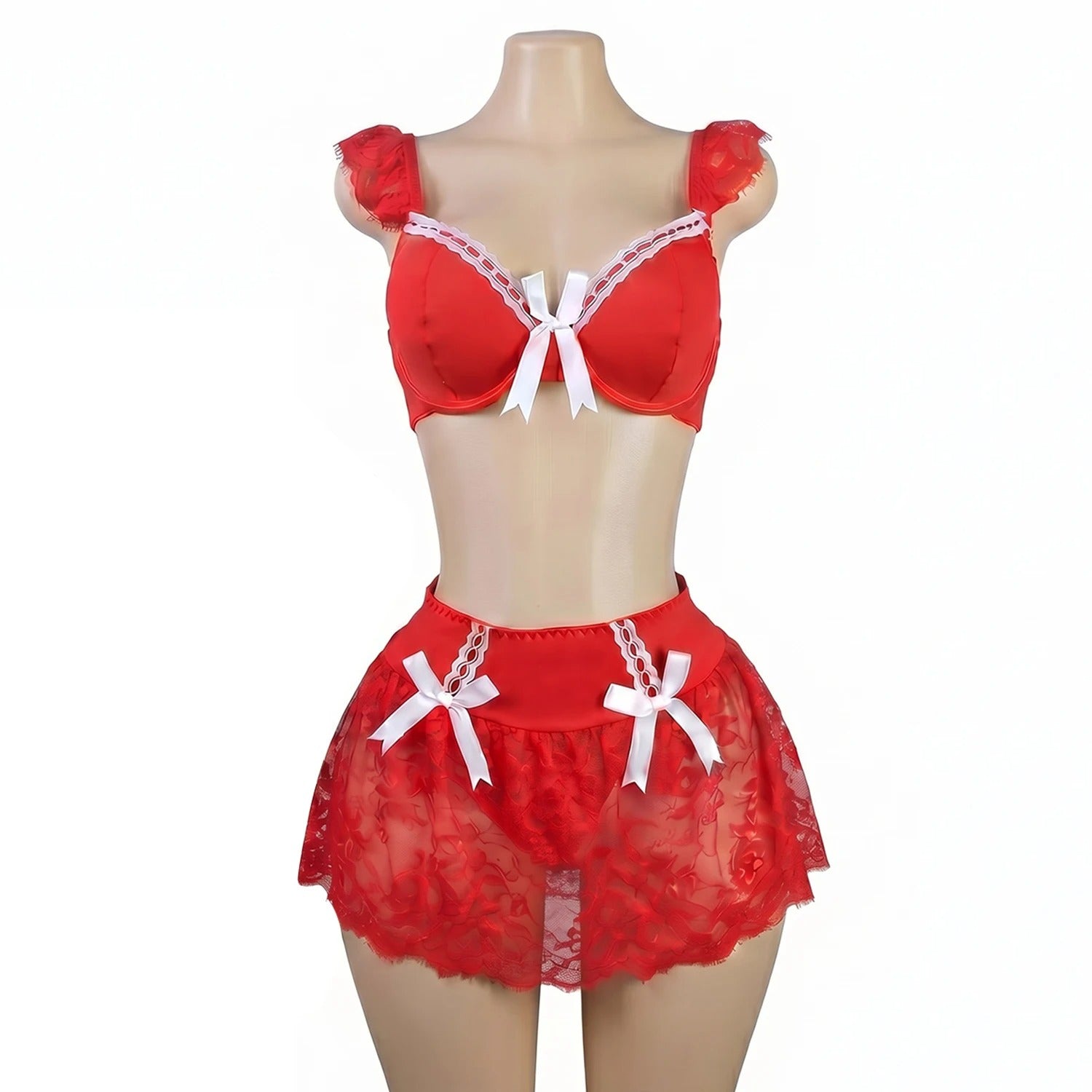 Erotic Maid Sexy Lingerie Set Fantasy Sexy Bow Bra Set G-String Erotic Underwear