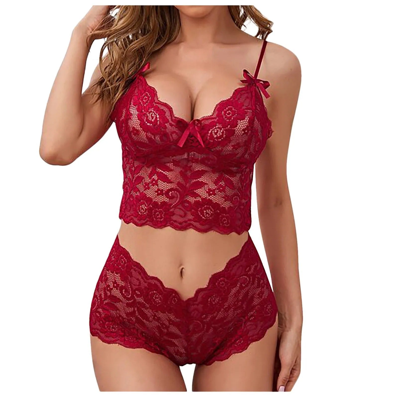 Women Lace Bras Sets Female Non-padded Bra Panty Set